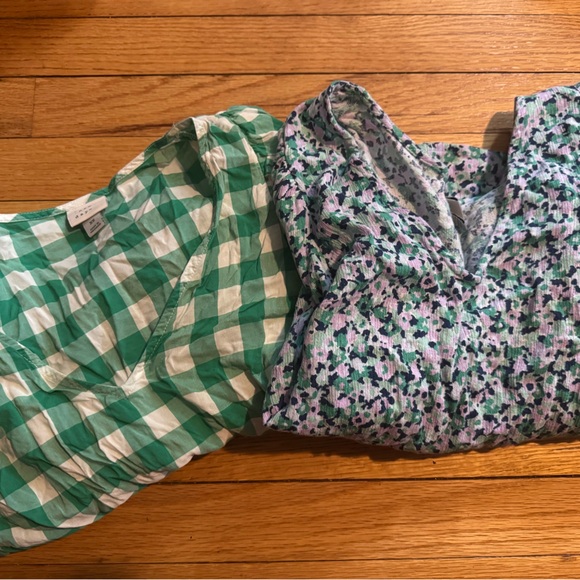 a new day Green Checkered and Floral Blouses - Picture 1 of 3